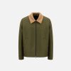 Harris Wharf London Golf Jacket Pressed Wool And Boucle Moss Green | Men