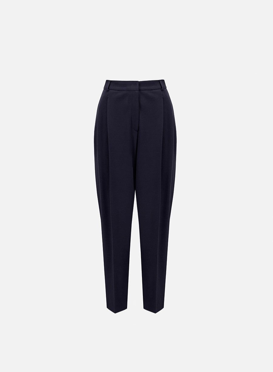 Harris Wharf London Pleated Trousers Superfine Merino Navy Blue | Women