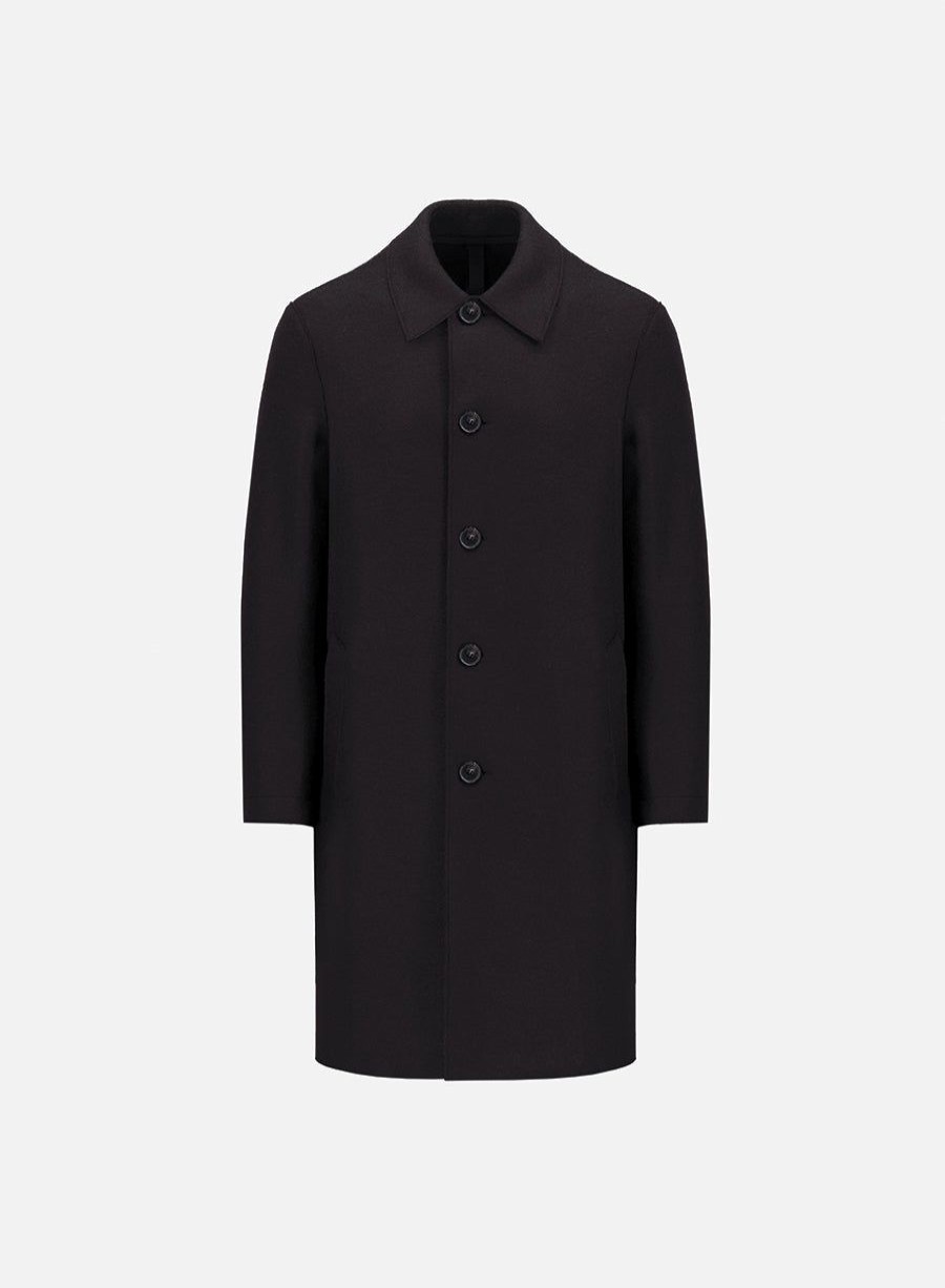 Harris Wharf London Mac Coat Pressed Wool Black | Men