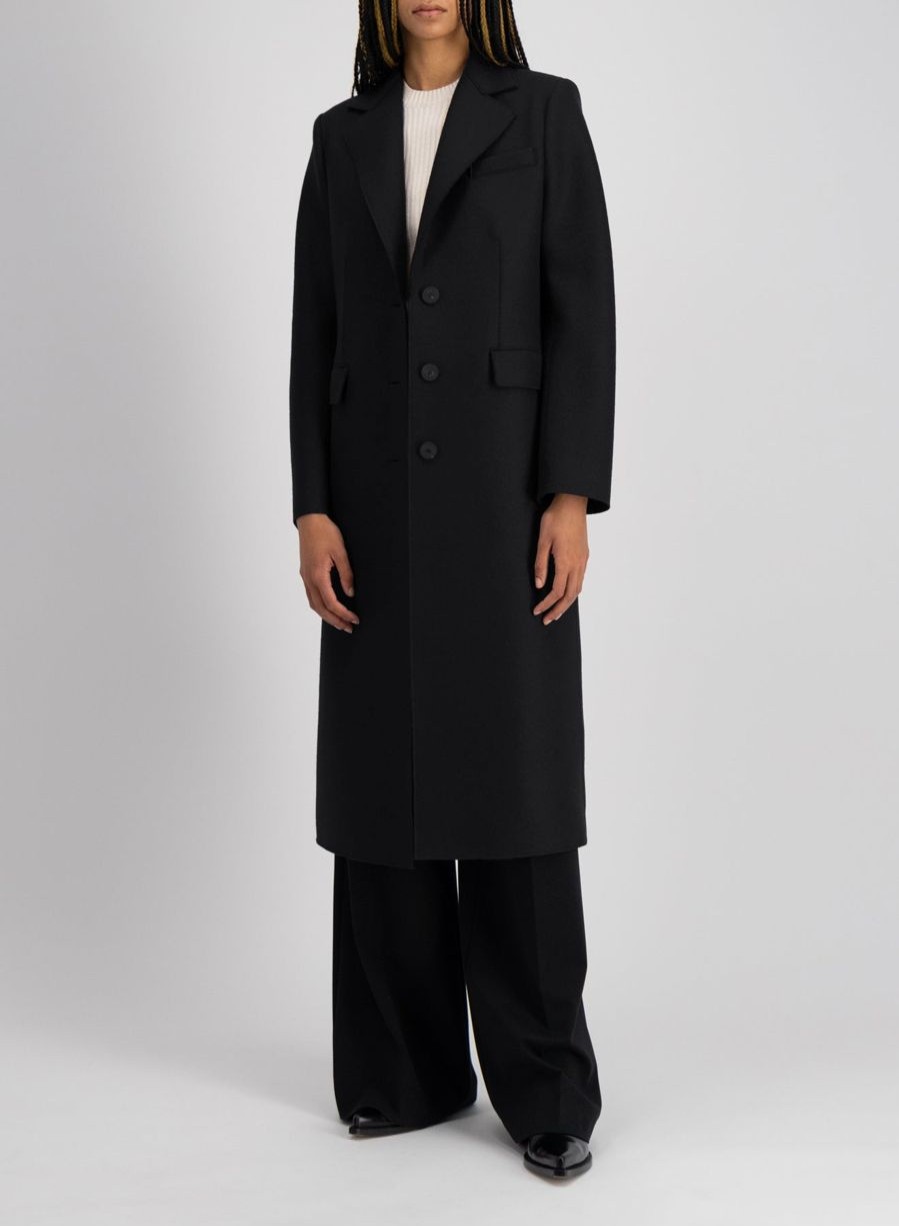 Harris Wharf London Coat With Shoulder Pads Pressed Wool Black | Women