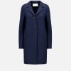 Harris Wharf London Button-Up Boxy Coat Pressed Wool Blue Mouline | Women