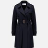 Harris Wharf London Golden Buckle Trench Pressed Wool Navy Blue | Women