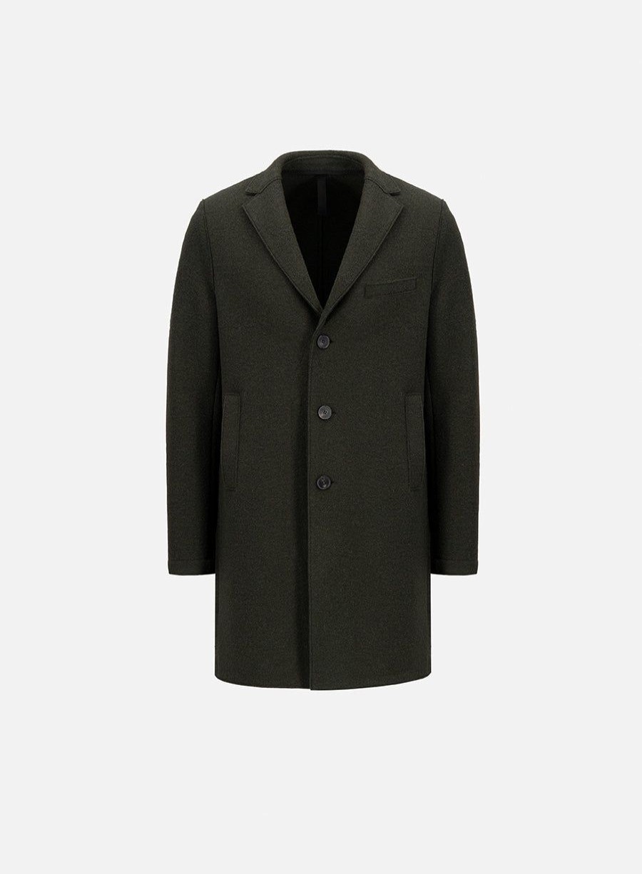 Harris Wharf London Boxy Coat Boiled Wool Moss Green | Men