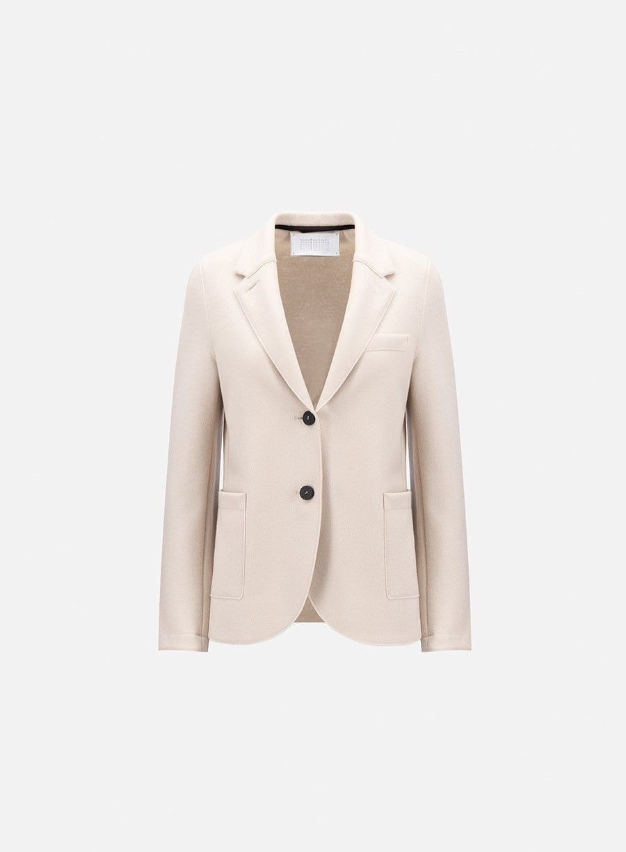 Harris Wharf London Stand Up Collar Boyfriend Blazer Light Pressed Wool Cream | Women