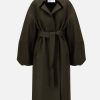 Harris Wharf London Puff Sleeves Coat Pressed Wool Moss Green | Women