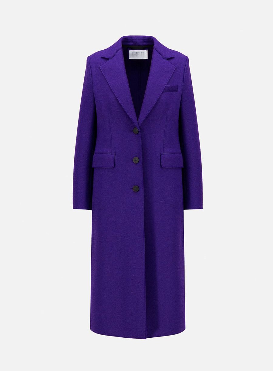 Harris Wharf London Coat With Shoulder Pads Pressed Wool Deep Amethyst | Women