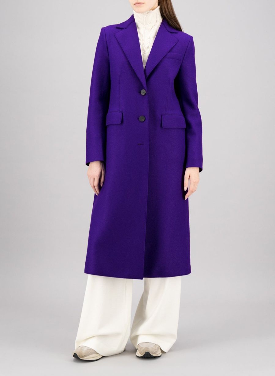 Harris Wharf London Coat With Shoulder Pads Pressed Wool Deep Amethyst | Women