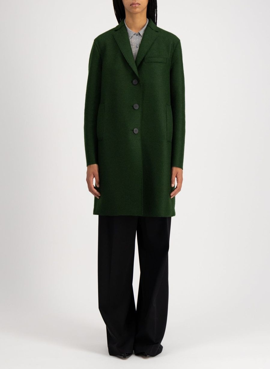 Harris Wharf London Topcoat Pressed Wool Emerald | Women