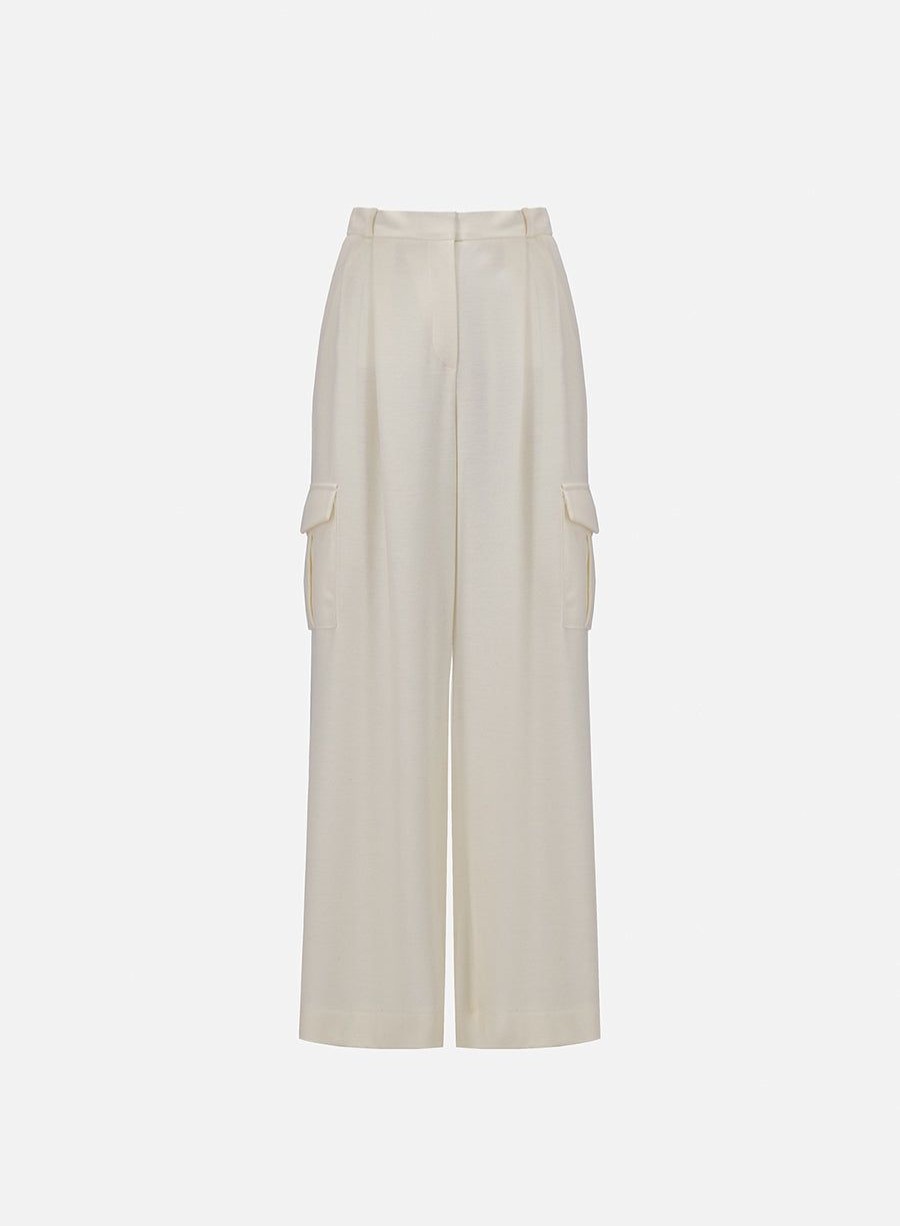 Harris Wharf London Cargo Trousers Superfine Merino Off White | Women