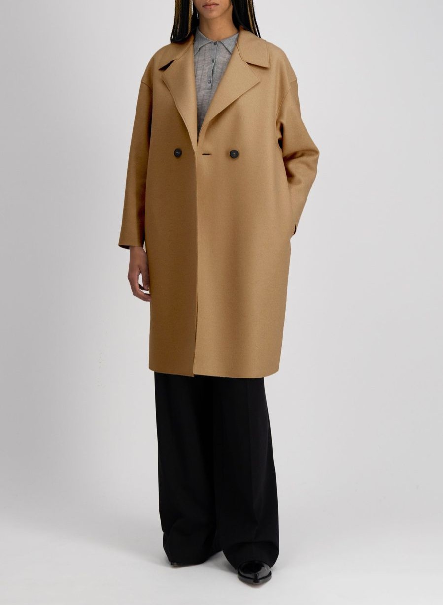 Harris Wharf London Dropped Shoulder Coat Pressed Wool Shortbread | Women