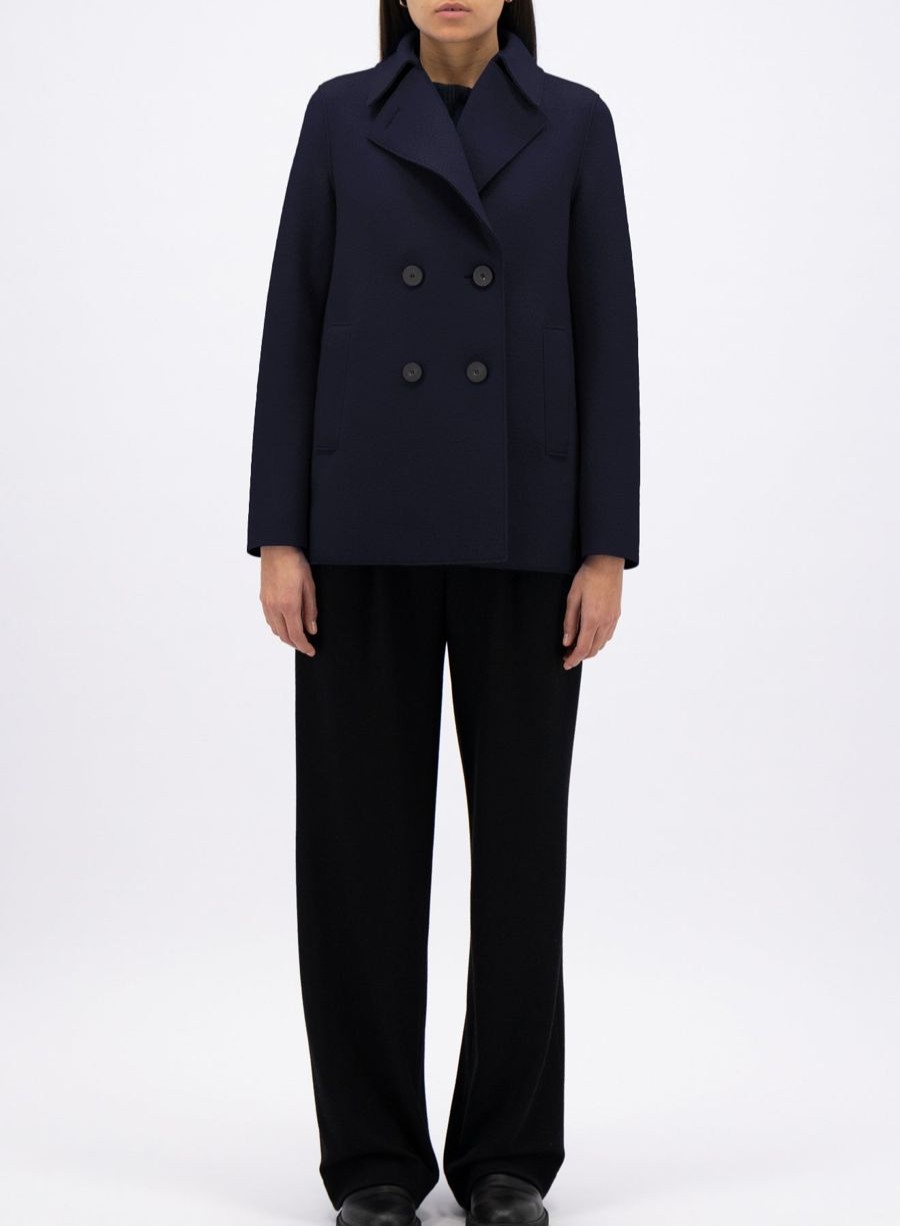 Harris Wharf London Peacoat Pressed Wool Navy Blue | Women