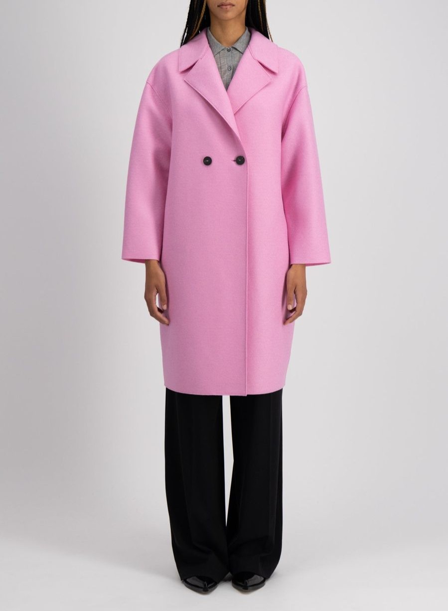 Harris Wharf London Dropped Shoulder Coat Pressed Wool Bubble Gum | Women