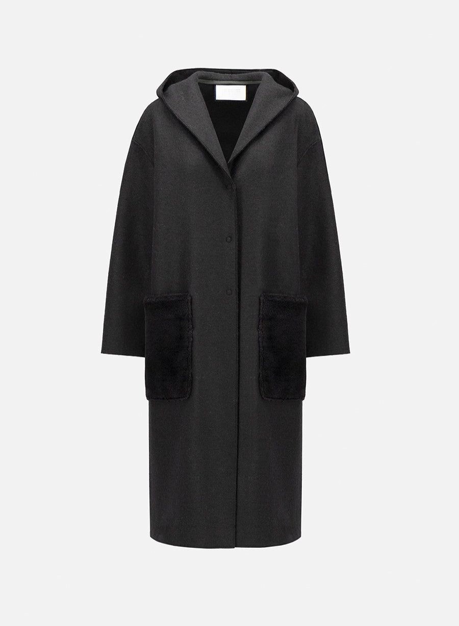 Harris Wharf London Oversized Hooded Coat Black | Women