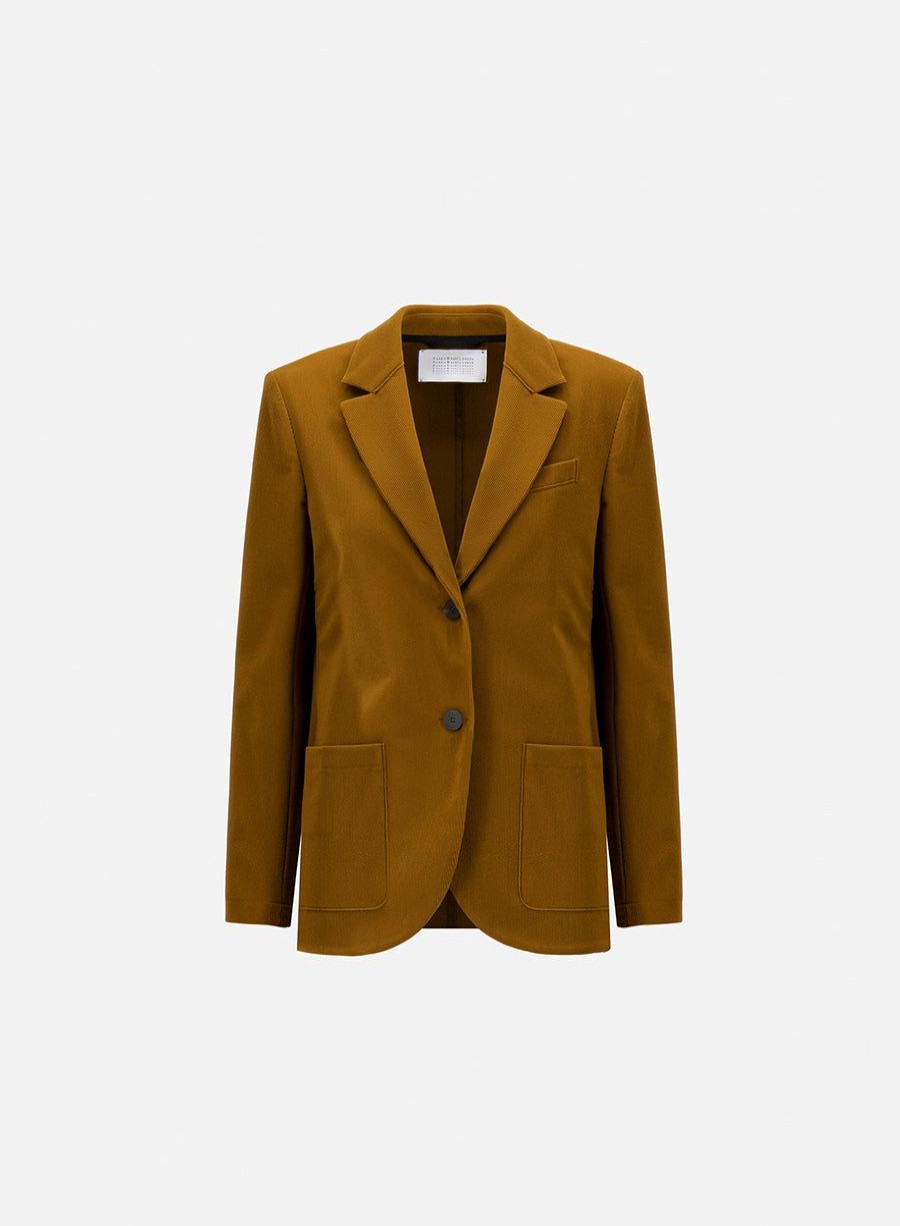 Harris Wharf London Boyfriend Blazer With Shoulder Pads Stretch Cord Caramel | Women