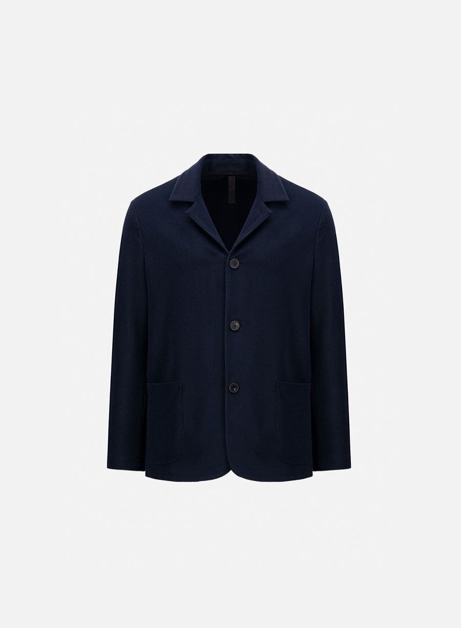 Harris Wharf London Dropped Shoulder Jacket Stretch Cord Navy Blue | Men