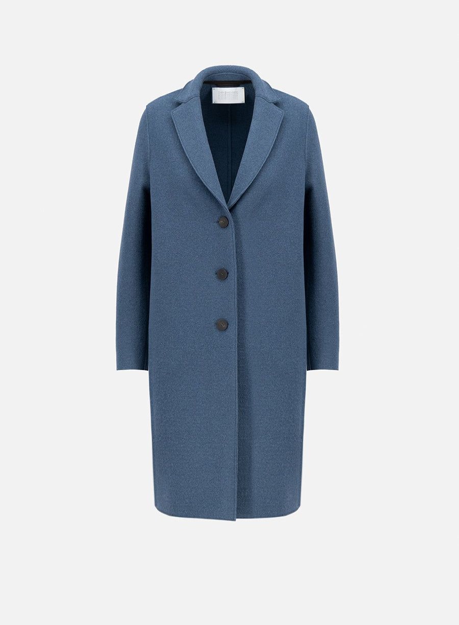 Harris Wharf London Overcoat Boiled Wool Steel Blue | Women