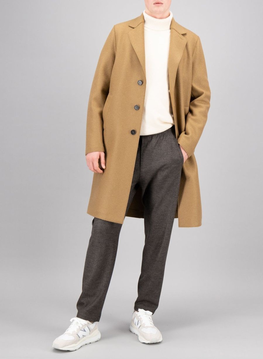 Harris Wharf London Overcoat Pressed Wool And Polaire Shortbread | Men