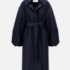 Harris Wharf London Puff Sleeves Coat Pressed Wool Navy Blue | Women