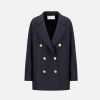 Harris Wharf London Slouchy Peacoat Pressed Wool Navy Blue | Women