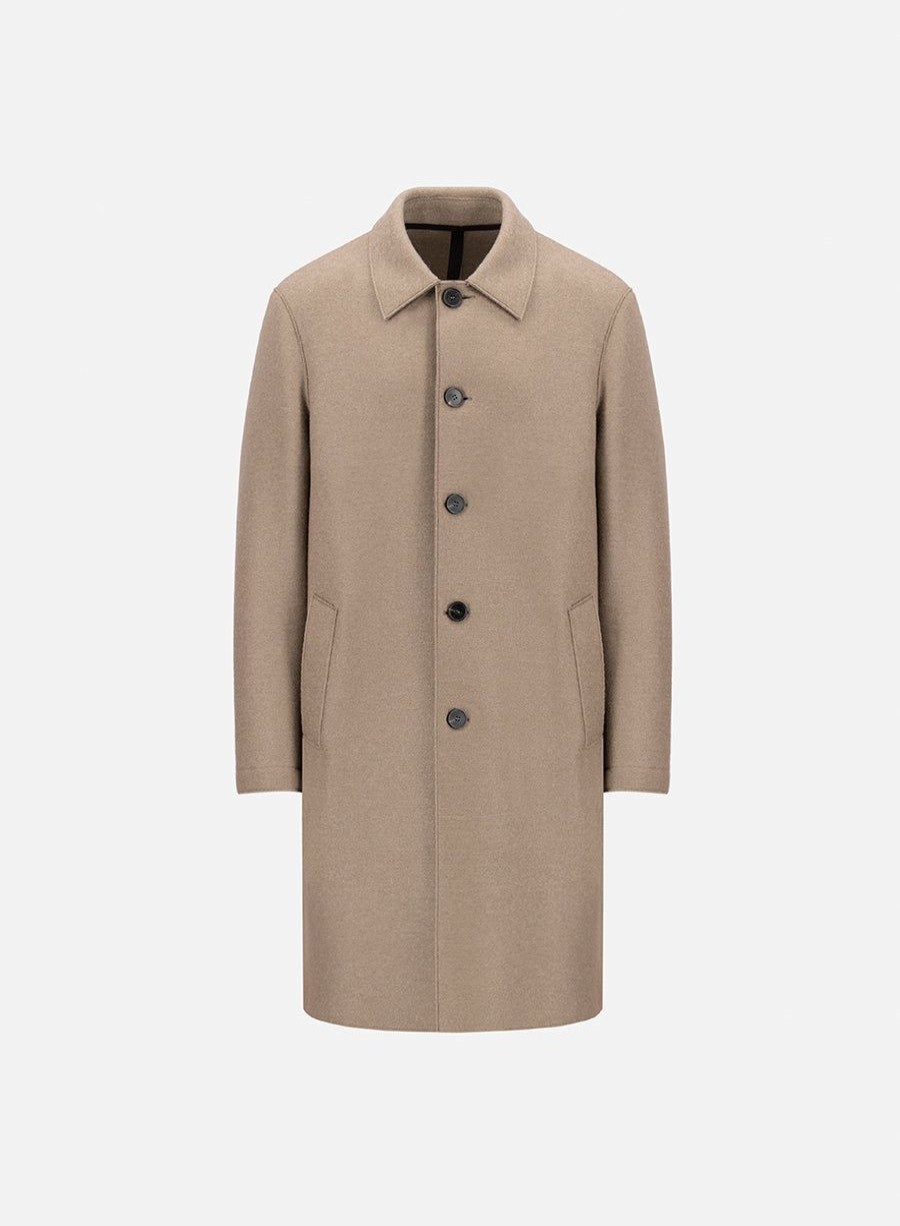 Harris Wharf London Mac Coat Pressed Wool Taupe | Men