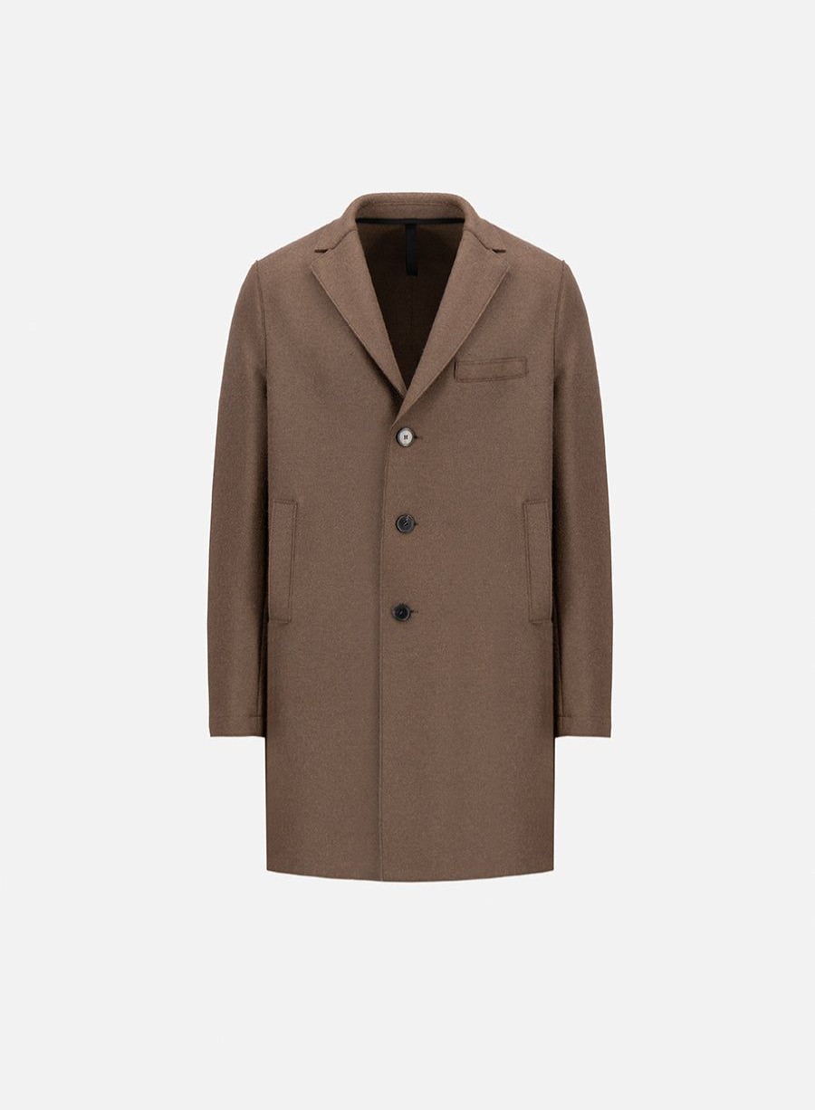 Harris Wharf London Boxy Coat Pressed Wool Teddy Brown | Men