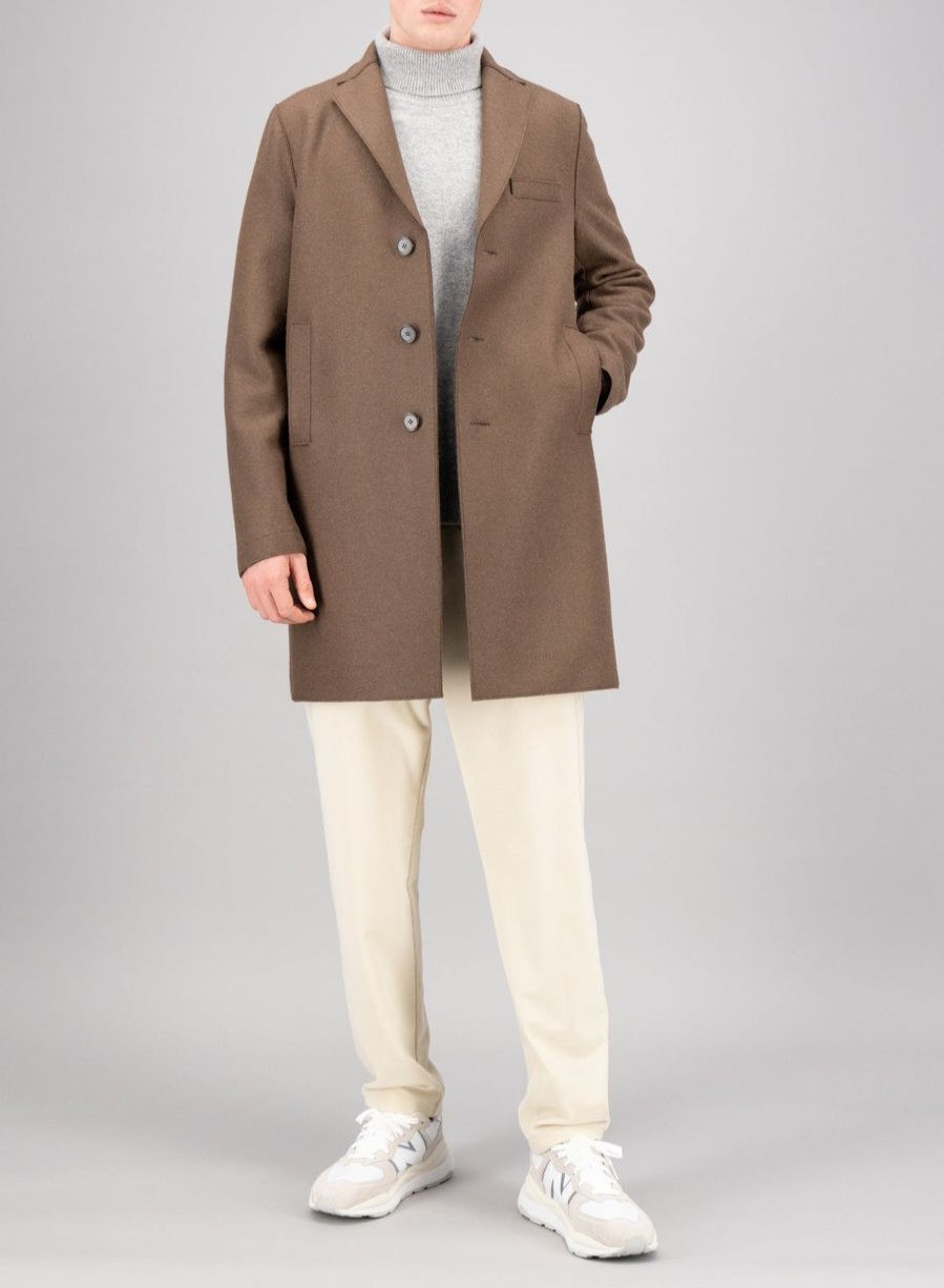 Harris Wharf London Boxy Coat Pressed Wool Teddy Brown | Men