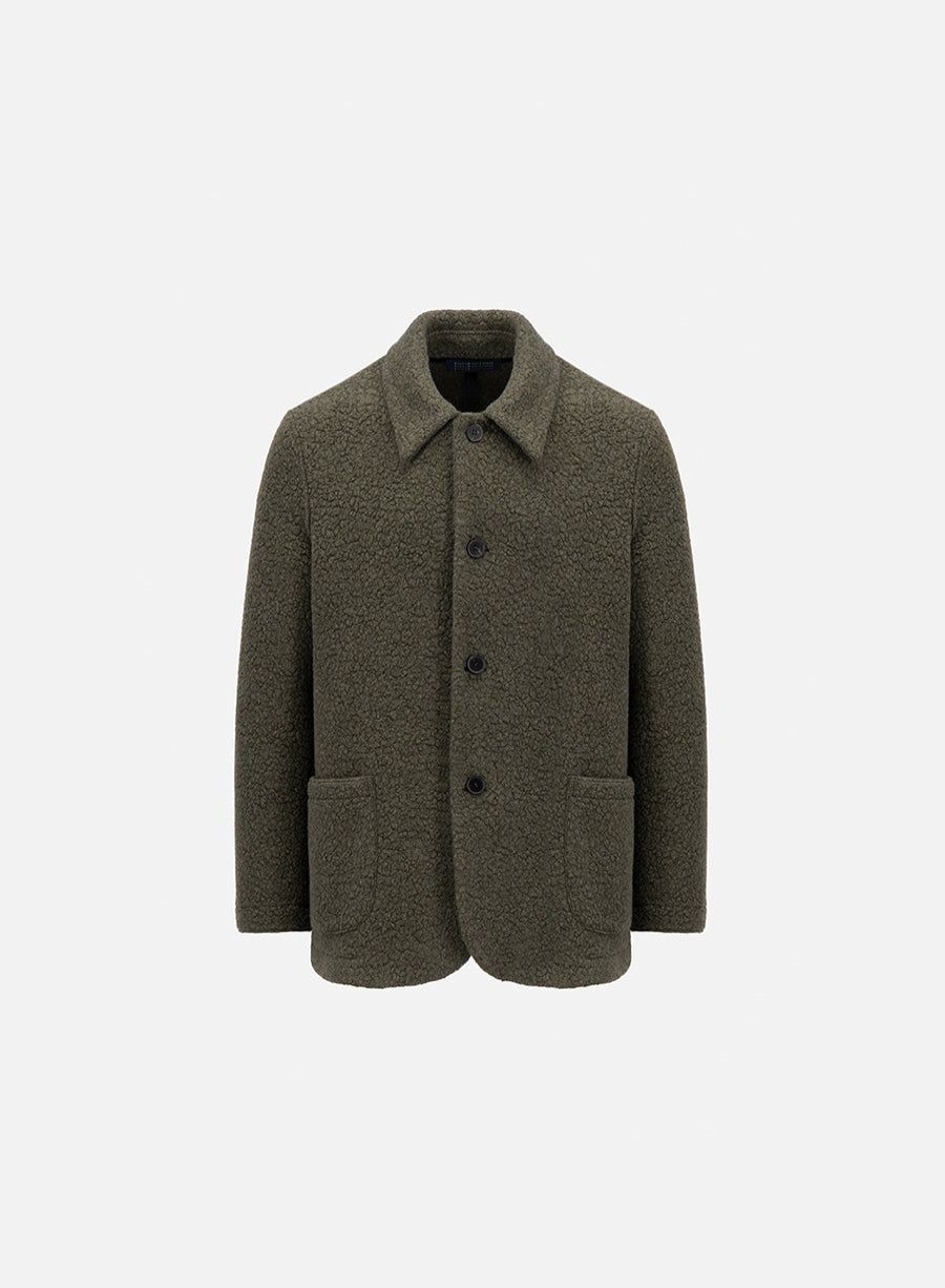 Harris Wharf London Dropped Shoulder Jacket Boucle Moss Green | Men