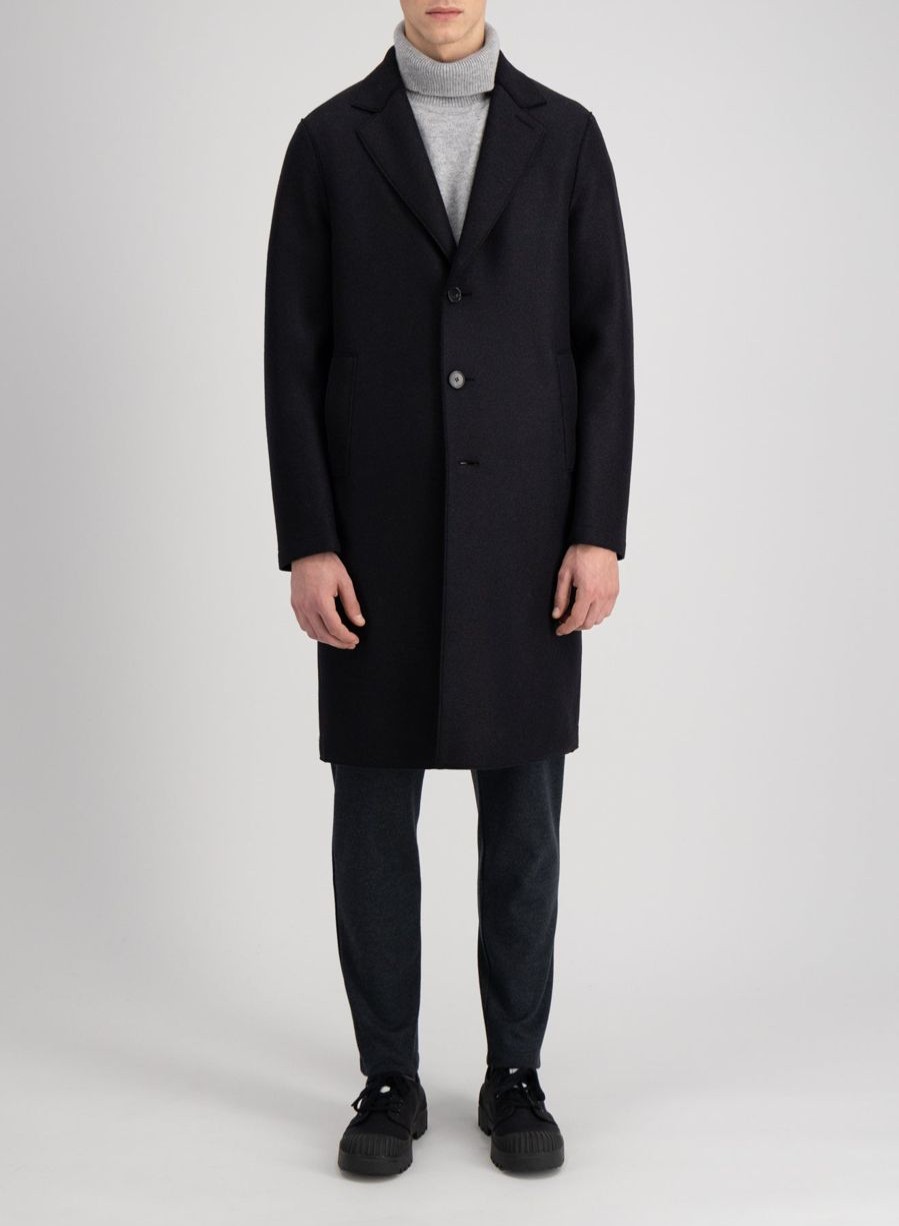 Harris Wharf London Overcoat Pressed Wool Black | Men