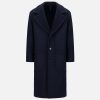 Harris Wharf London Greatcoat Pressed Wool And Boucle Navy Blue | Men