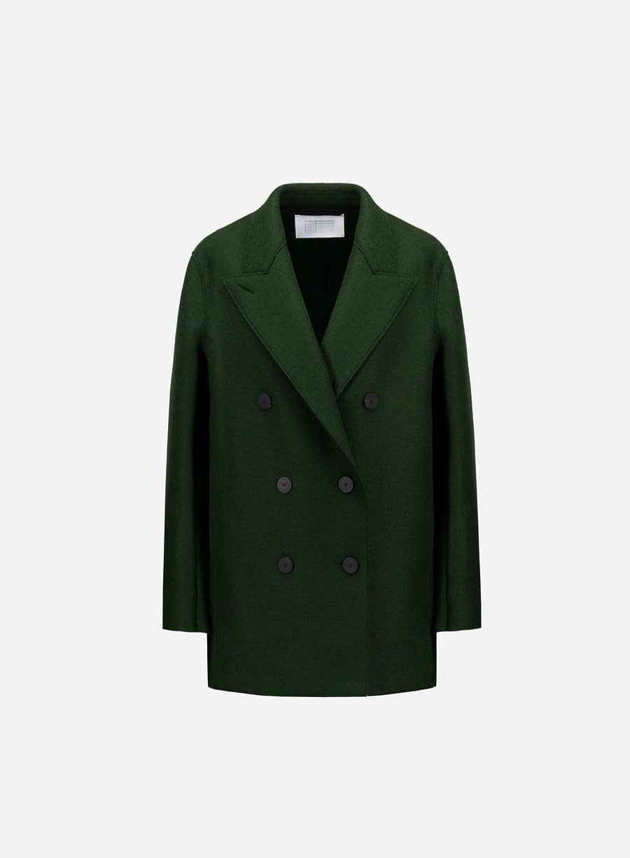 Harris Wharf London Slouchy Peacoat Pressed Wool Emerald | Women