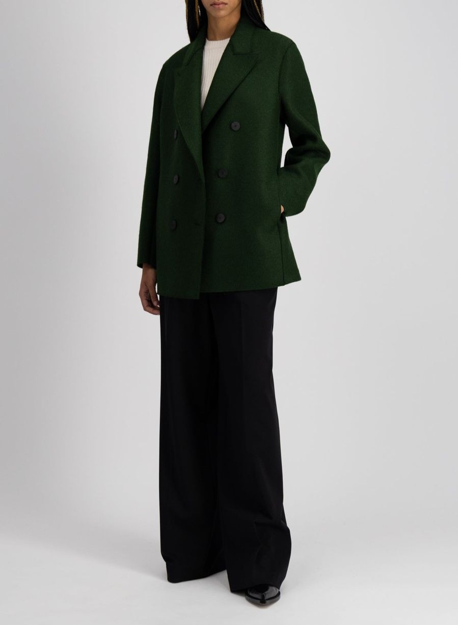 Harris Wharf London Slouchy Peacoat Pressed Wool Emerald | Women