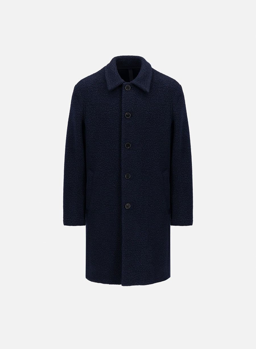 Harris Wharf London Mac Coat Boucle Navy Blue | Men