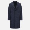 Harris Wharf London Overcoat Patterned Cashmere Blend Denim Donegal | Men