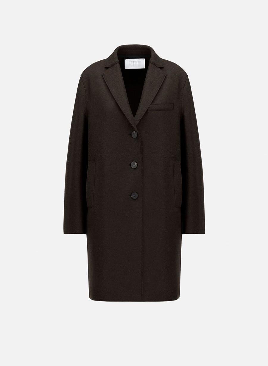 Harris Wharf London Topcoat Pressed Wool Dark Brown | Women