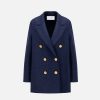 Harris Wharf London Slouchy Peacoat Pressed Wool Blue Mouline | Women