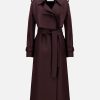 Harris Wharf London Long Trench Coat Pressed Wool Bordeaux | Women