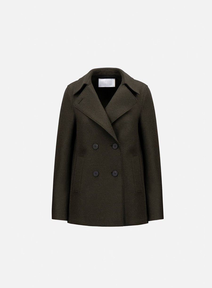 Harris Wharf London Peacoat Pressed Wool Moss Green | Women