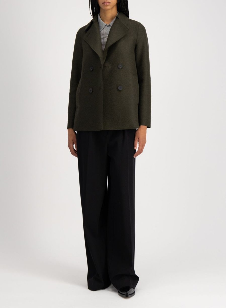 Harris Wharf London Peacoat Pressed Wool Moss Green | Women