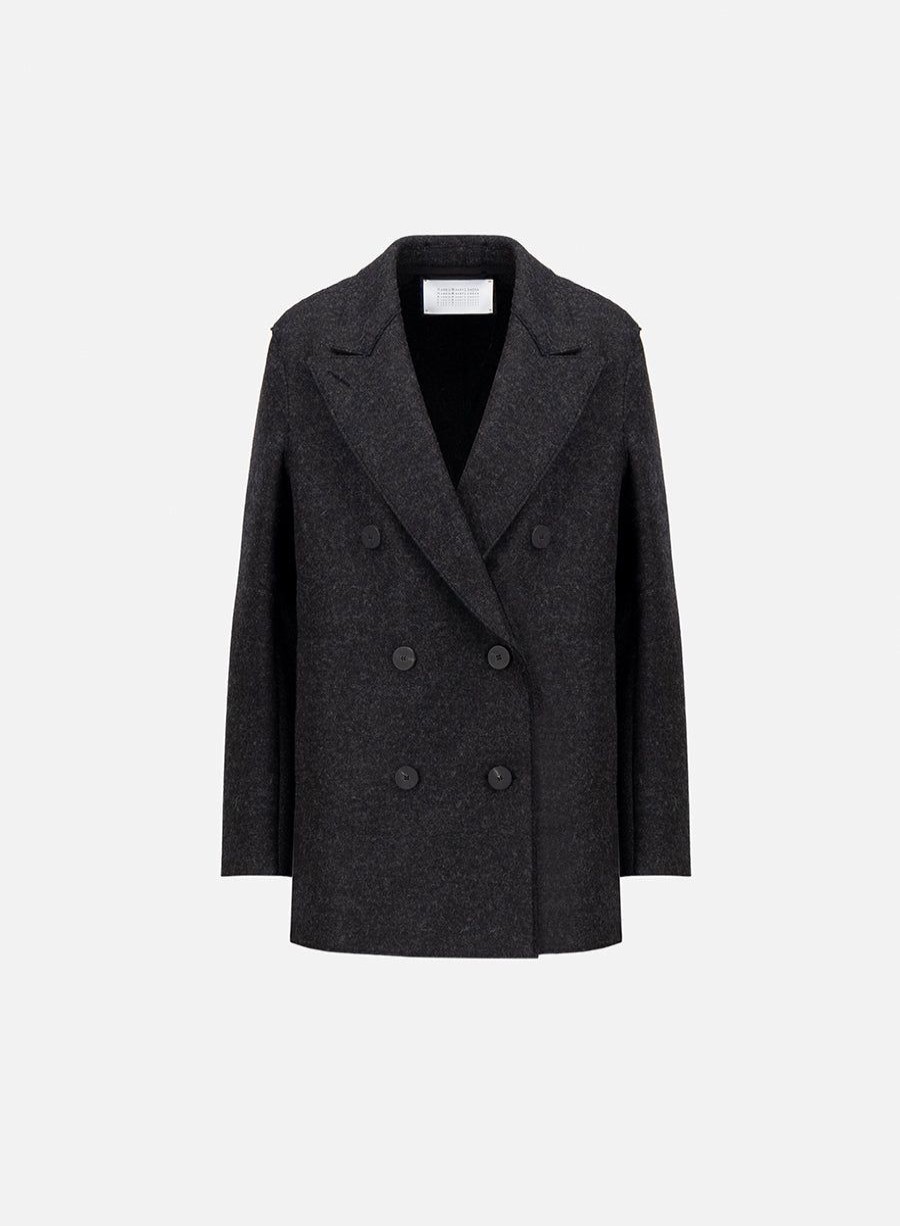 Harris Wharf London Slouchy Peacoat Pressed Wool Anthracite | Women