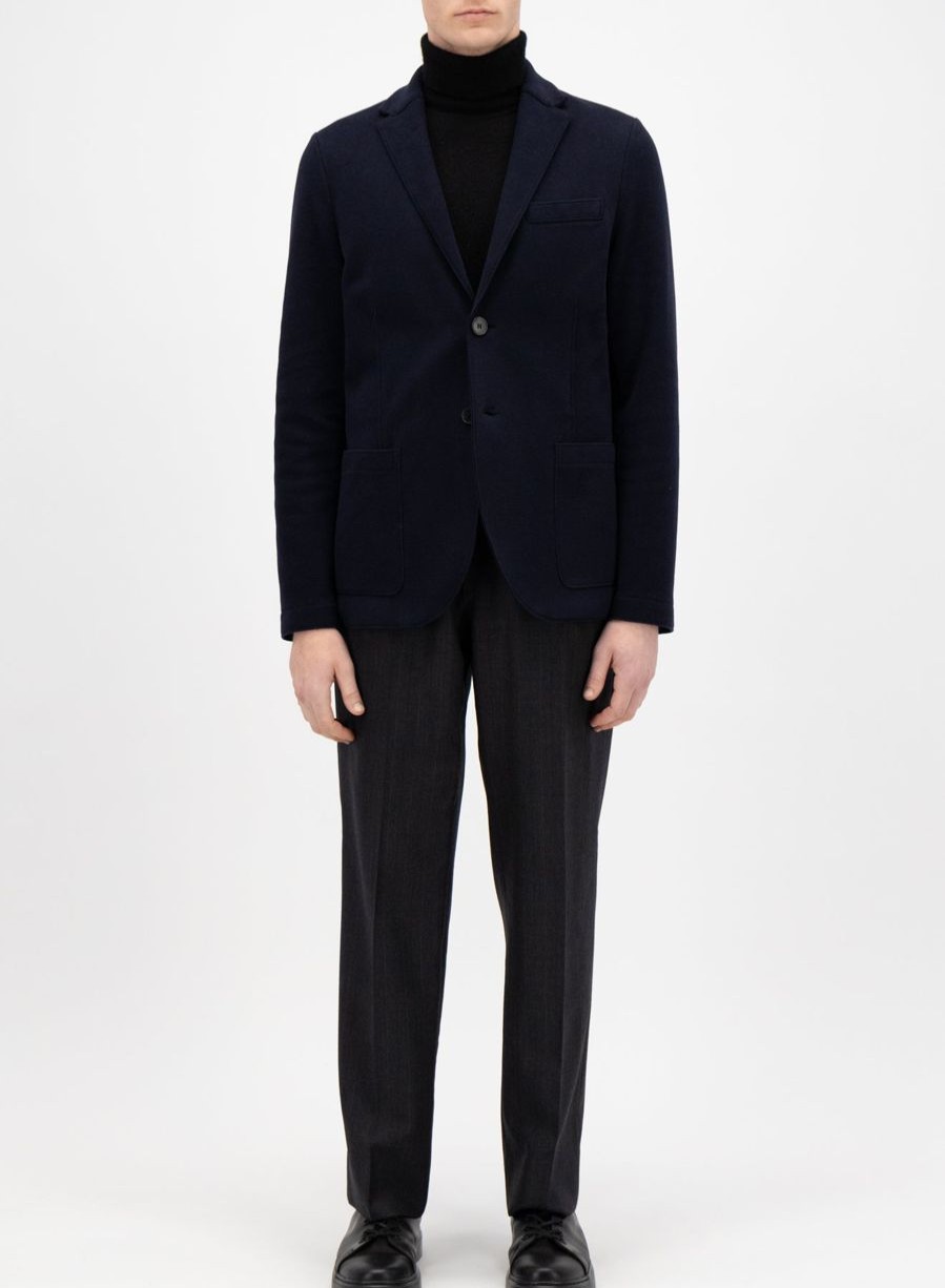 Harris Wharf London Tencel Moleskin Blazer Navy Blue | Men