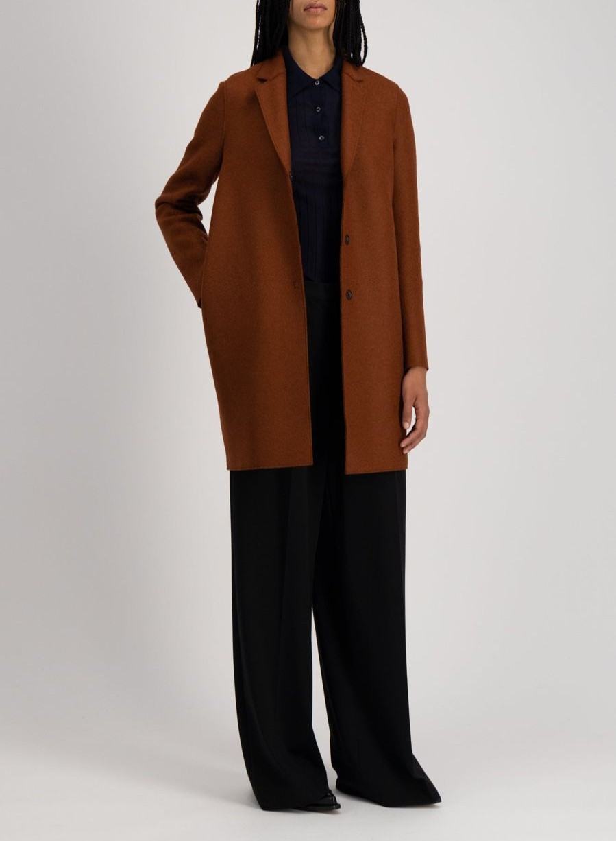 Harris Wharf London Cocoon Coat Pressed Wool Paprika | Women