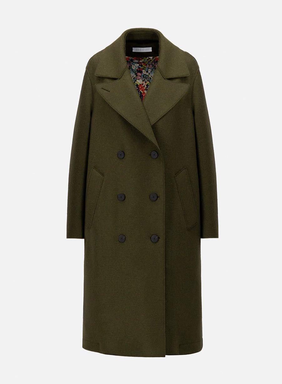 Harris Wharf London Sailor Coat Pressed Wool Moss Green | Women