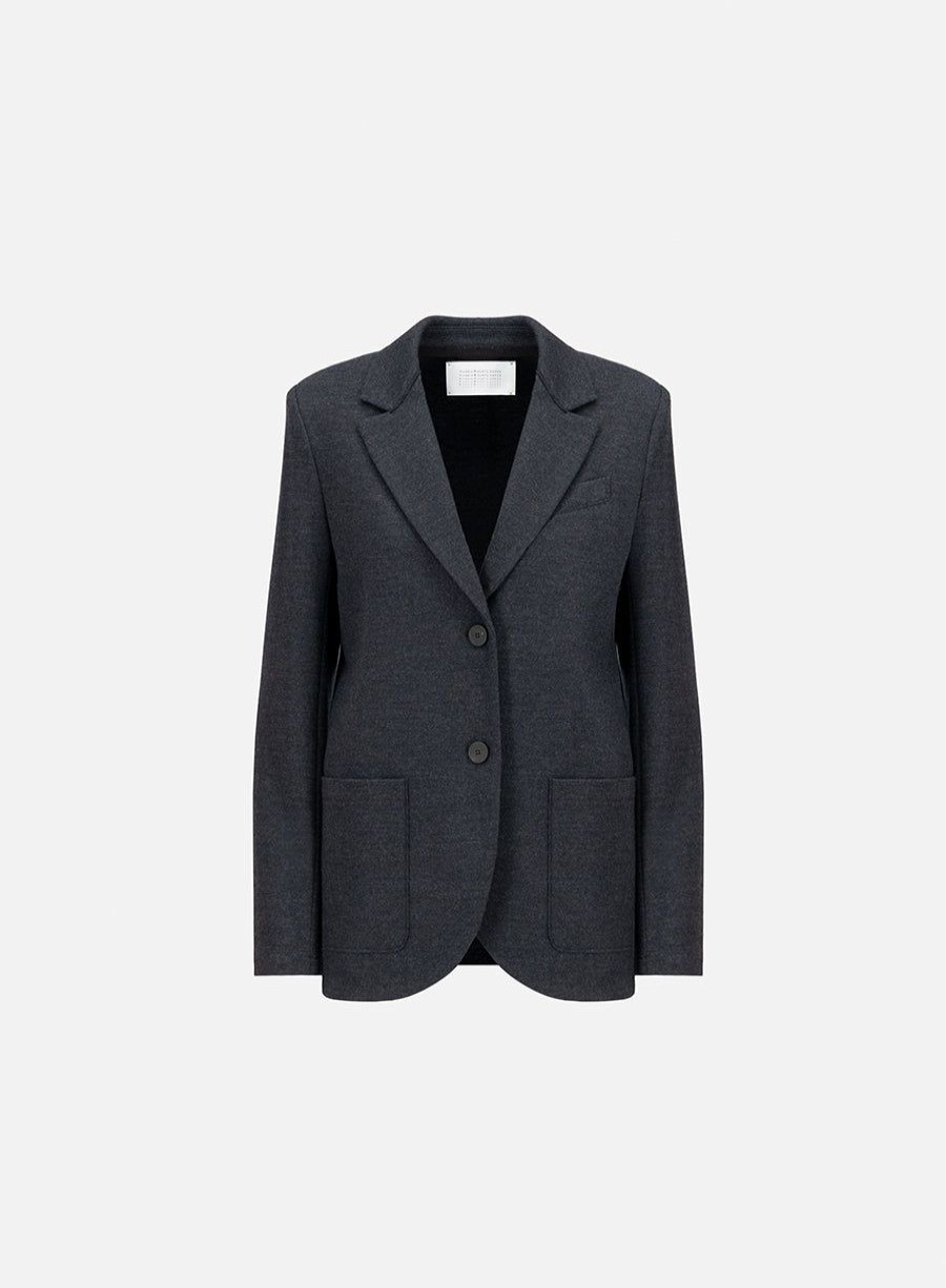 Harris Wharf London Boyfriend Blazer With Shoulder Pads Superfine Merino Anthracite | Women