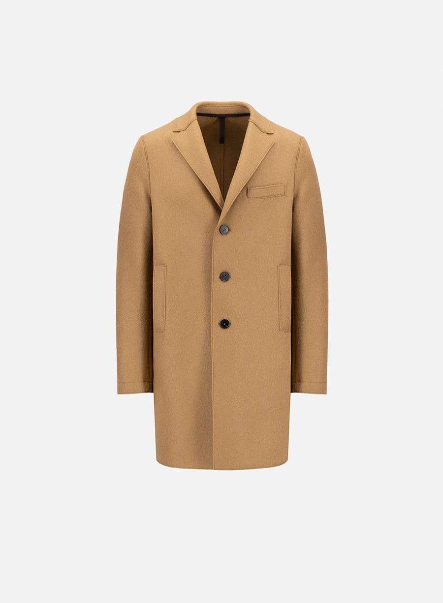 Harris Wharf London Boxy Coat Pressed Wool Shortbread | Men