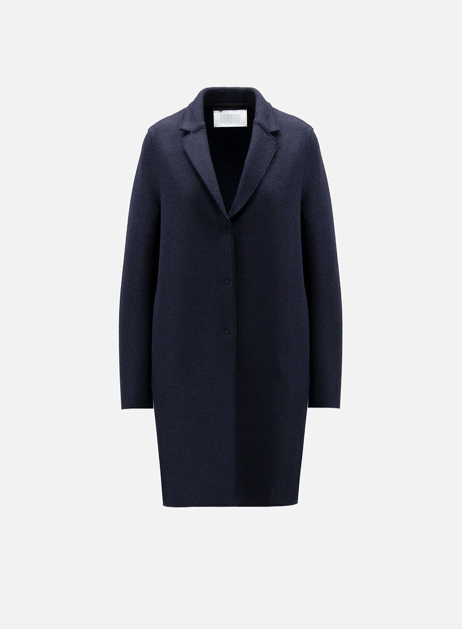 Harris Wharf London Cocoon Coat Pressed Wool Navy Blue | Women