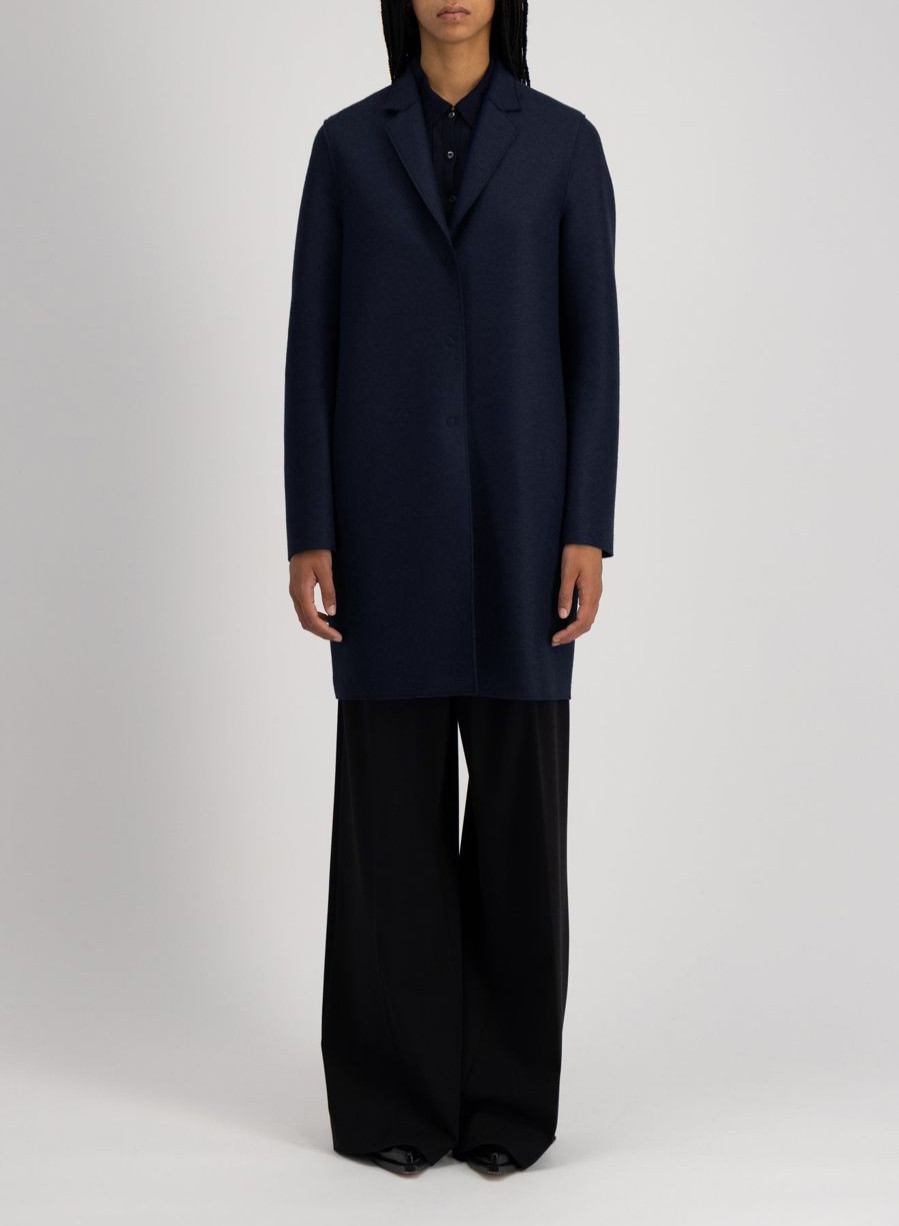 Harris Wharf London Cocoon Coat Pressed Wool Navy Blue | Women