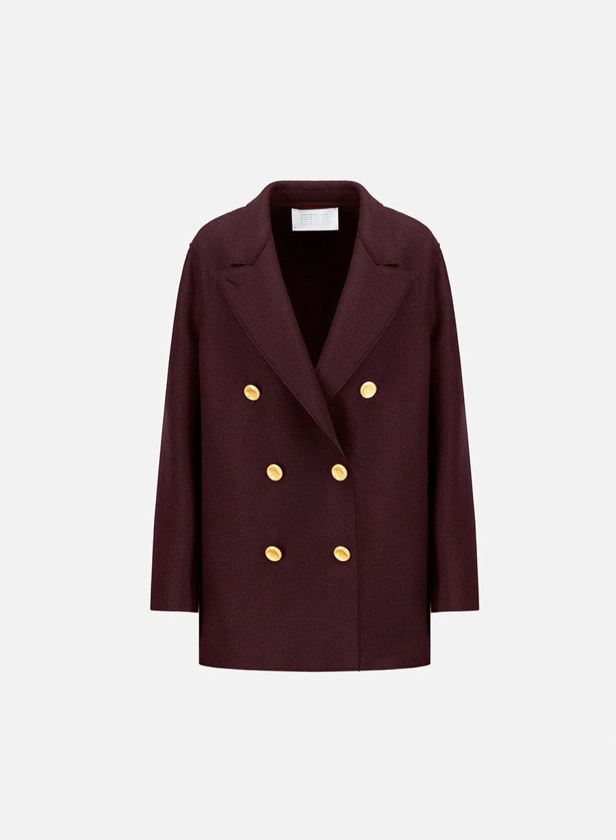 Harris Wharf London Slouchy Peacoat Pressed Wool Bordeaux | Women