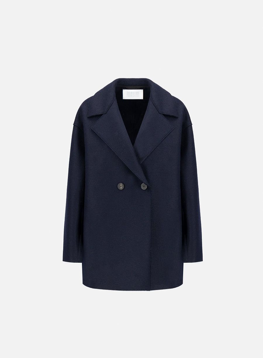 Harris Wharf London Dropped Shoulder Jacket In Pressed Wool Navy Blue | Women