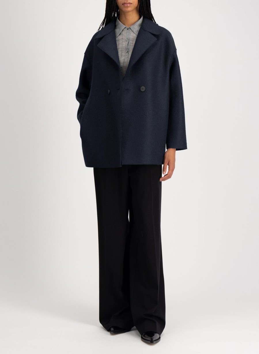 Harris Wharf London Dropped Shoulder Jacket In Pressed Wool Navy Blue | Women