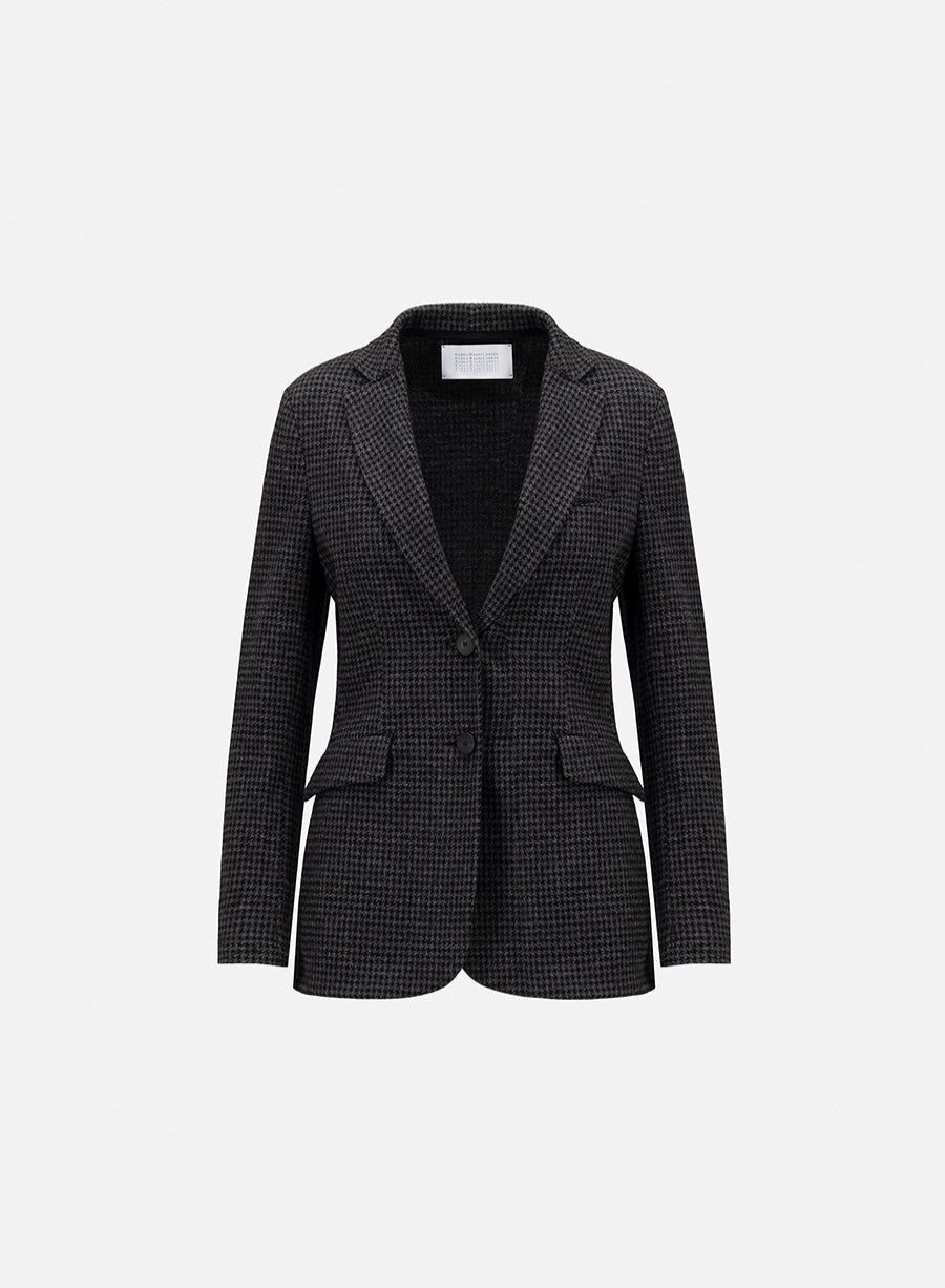 Harris Wharf London Hacking Jacket Moleskin Houndstooth Anthracite | Women